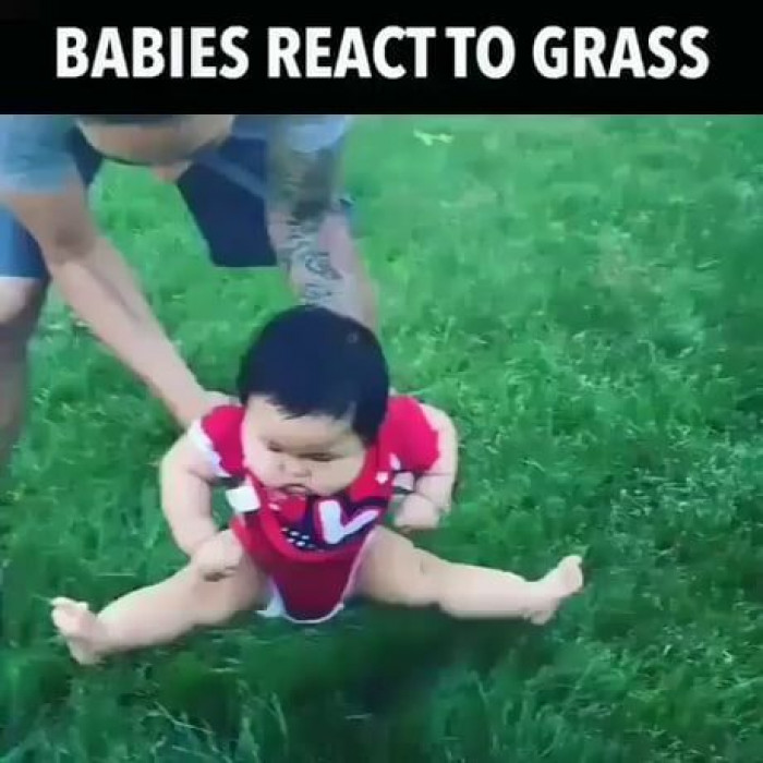 Baby Isn't Sure About Grass
